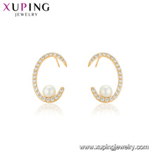 95127 xuping Chine en gros usine prix personnalisé style perle boucle d&#39;oreille vogue or couvrant les femmes bijoux